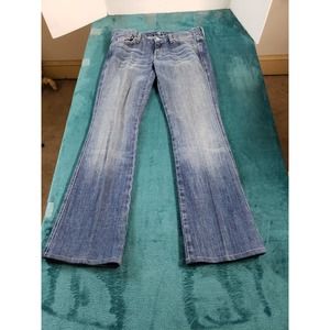 7 For all mankind Jeans Sz 30 Womens Blue Mid Rise Stretch Straight A Pocket